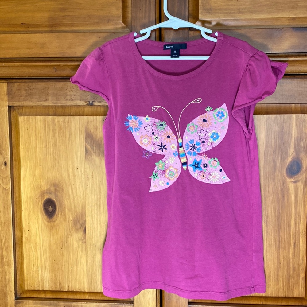 Gap Kids Pink Butterfly Short Sleeve Shirt